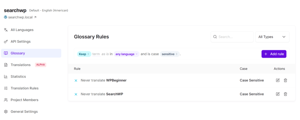 Add glossary rules