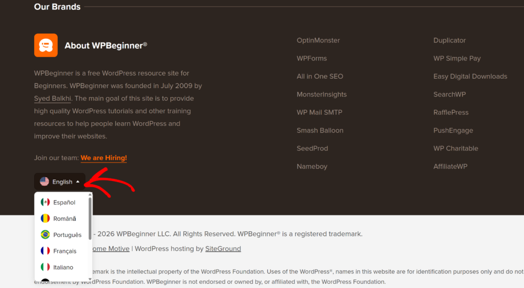Language switcher example