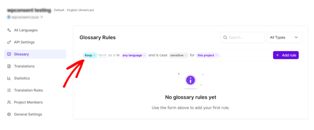 Ajouter une règle de glossaire