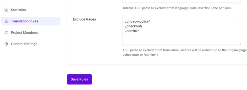 Enter pages to exclude