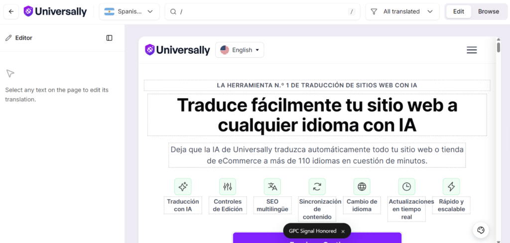 View the visual editor - Universally View the visual editor
