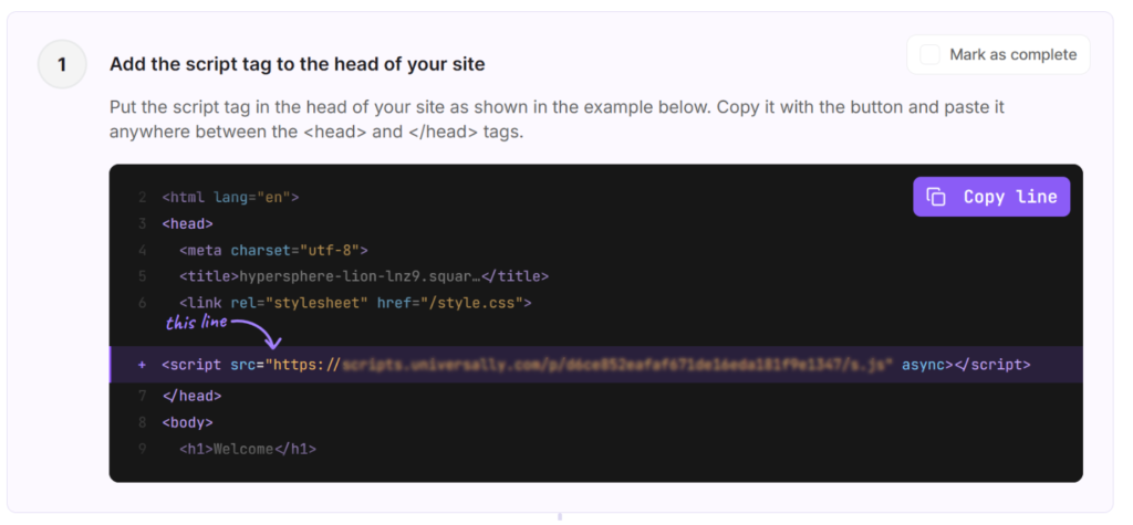 Copy script tag for Squarespace - Universally Copy script tag for Squarespace