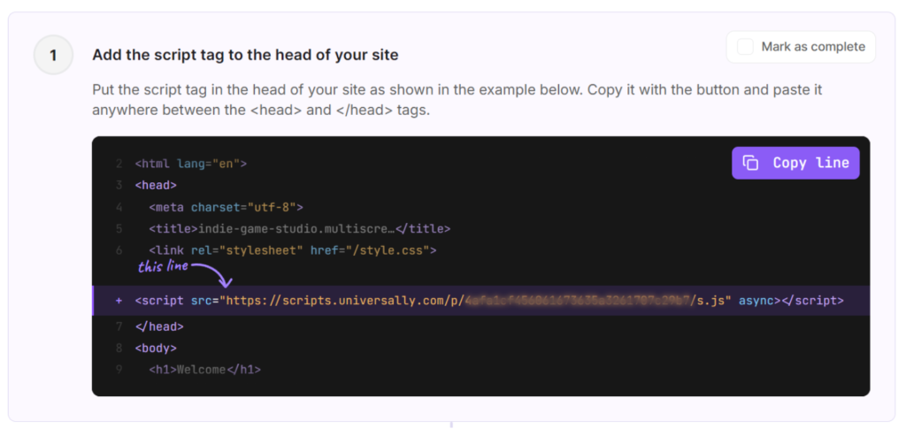 Enter Duda script tag