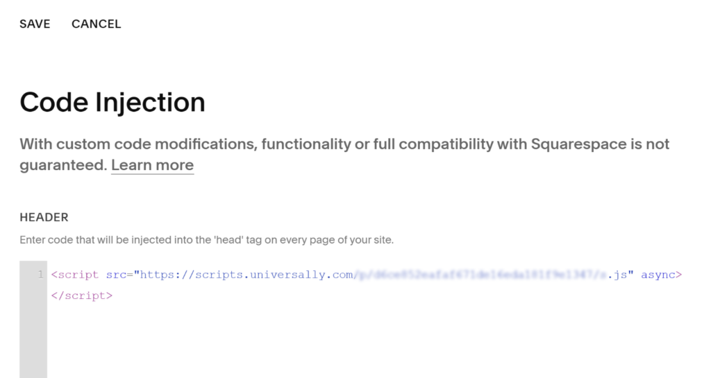 Enter script tag to Squarespace - Universally Enter script tag to Squarespace
